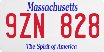 MA license plate 9ZN828