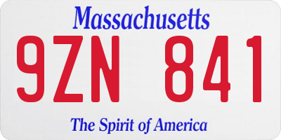 MA license plate 9ZN841