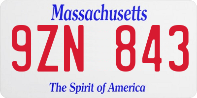 MA license plate 9ZN843