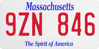 MA license plate 9ZN846