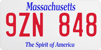 MA license plate 9ZN848