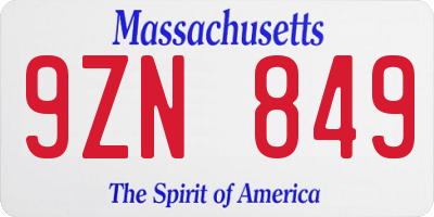 MA license plate 9ZN849