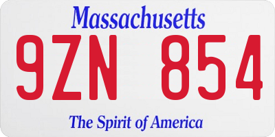 MA license plate 9ZN854