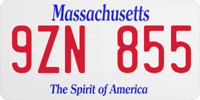 MA license plate 9ZN855