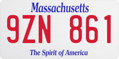 MA license plate 9ZN861