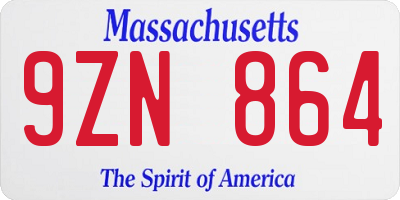 MA license plate 9ZN864