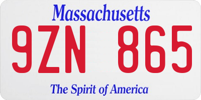 MA license plate 9ZN865