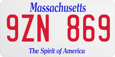 MA license plate 9ZN869