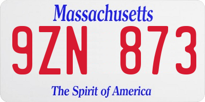 MA license plate 9ZN873