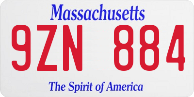 MA license plate 9ZN884