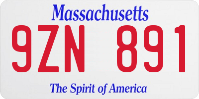 MA license plate 9ZN891