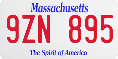 MA license plate 9ZN895