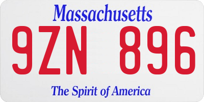 MA license plate 9ZN896