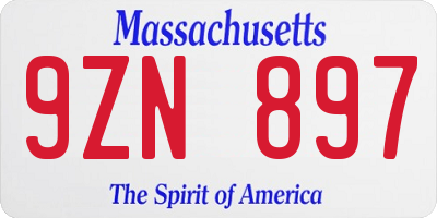 MA license plate 9ZN897