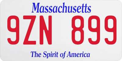 MA license plate 9ZN899