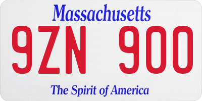 MA license plate 9ZN900