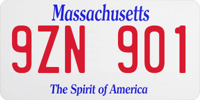 MA license plate 9ZN901