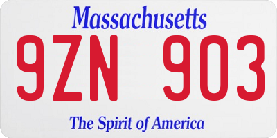 MA license plate 9ZN903