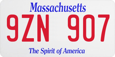 MA license plate 9ZN907