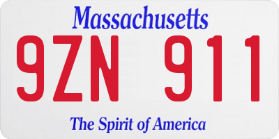 MA license plate 9ZN911