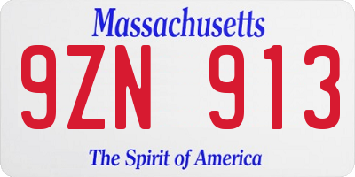 MA license plate 9ZN913