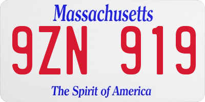 MA license plate 9ZN919