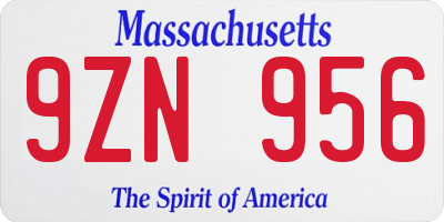 MA license plate 9ZN956