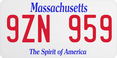 MA license plate 9ZN959