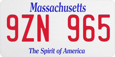 MA license plate 9ZN965