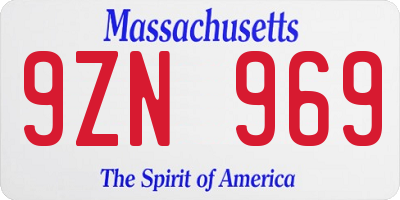 MA license plate 9ZN969