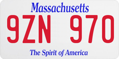 MA license plate 9ZN970