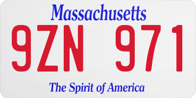 MA license plate 9ZN971