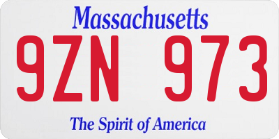 MA license plate 9ZN973