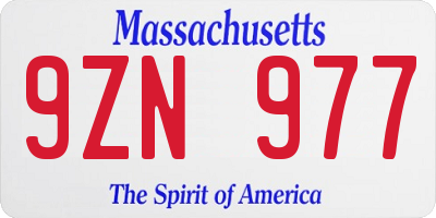 MA license plate 9ZN977