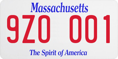 MA license plate 9ZO001