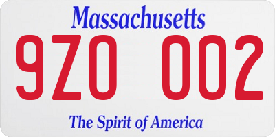 MA license plate 9ZO002