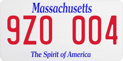 MA license plate 9ZO004