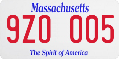 MA license plate 9ZO005