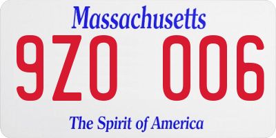 MA license plate 9ZO006