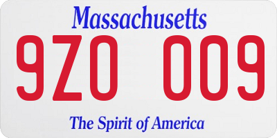 MA license plate 9ZO009