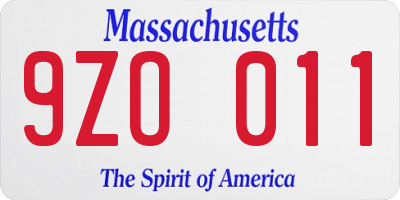 MA license plate 9ZO011