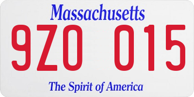 MA license plate 9ZO015