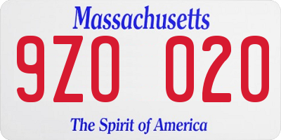 MA license plate 9ZO020