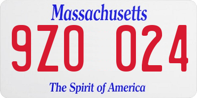 MA license plate 9ZO024