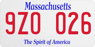 MA license plate 9ZO026