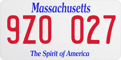 MA license plate 9ZO027