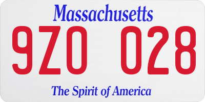 MA license plate 9ZO028