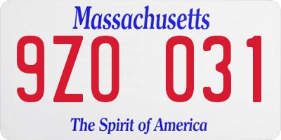 MA license plate 9ZO031