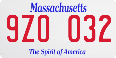 MA license plate 9ZO032