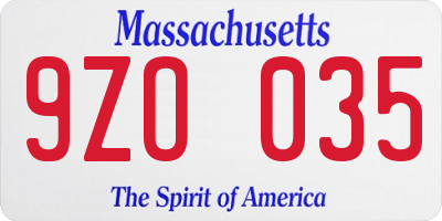 MA license plate 9ZO035